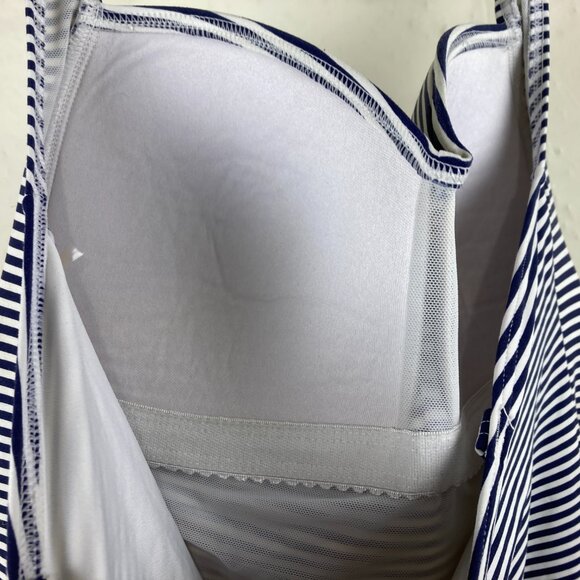 NIP TUCK Size 10 Blue White Striped Multi Fit Cup One Piece Bathing Swimsuit - Picture 6 of 9